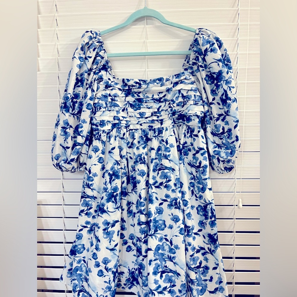 Abercrombie & fitch mt medium tall Emerson poplin puff sleeve mini dress